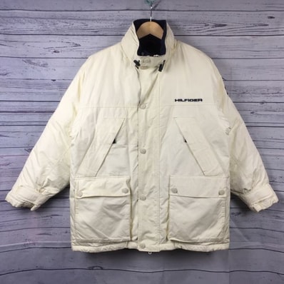 TOMMY HILFIGER★肉厚/80%ダウンジャケット【Mens size -S/ベージュホワイト/白】調整ゴムコード/トミーヒルフィガー◆BA66-A2