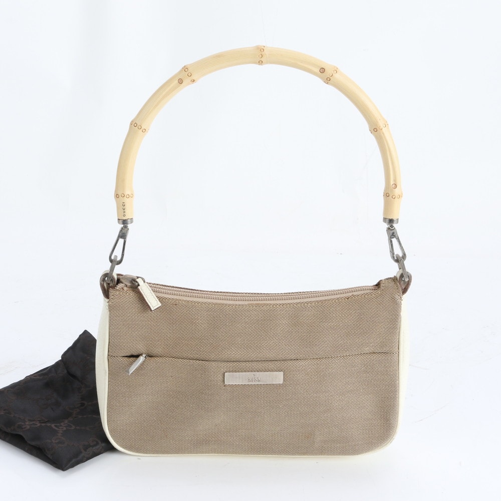 グッチ バンブー 001 3870 ショルダーバッグ レザー×キャンバス