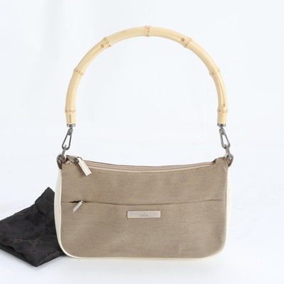 グッチ バンブー 001 3870 ショルダーバッグ レザー×キャンバス