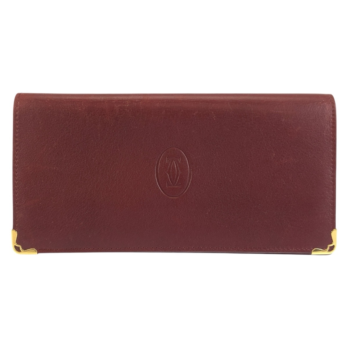 CARTIER カルティエ マストライン ワインレッド ゴールド金具 レザー 長財布 ロングウォレット 604391 【中古】