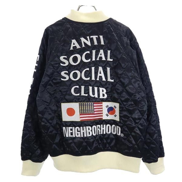 NEIGHBORHOOD ネイバーフッド バックロゴ刺繍 キルティングジャケット S 黒×白×アイボリー ジャンパー ブルゾン