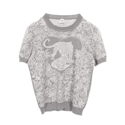 エルメス HERMES JUNGLE LOVE ニット 衣料品 トップス カシミヤ シルク シルク ホワイト レディース グレー系 / ホワイト系 【中古】