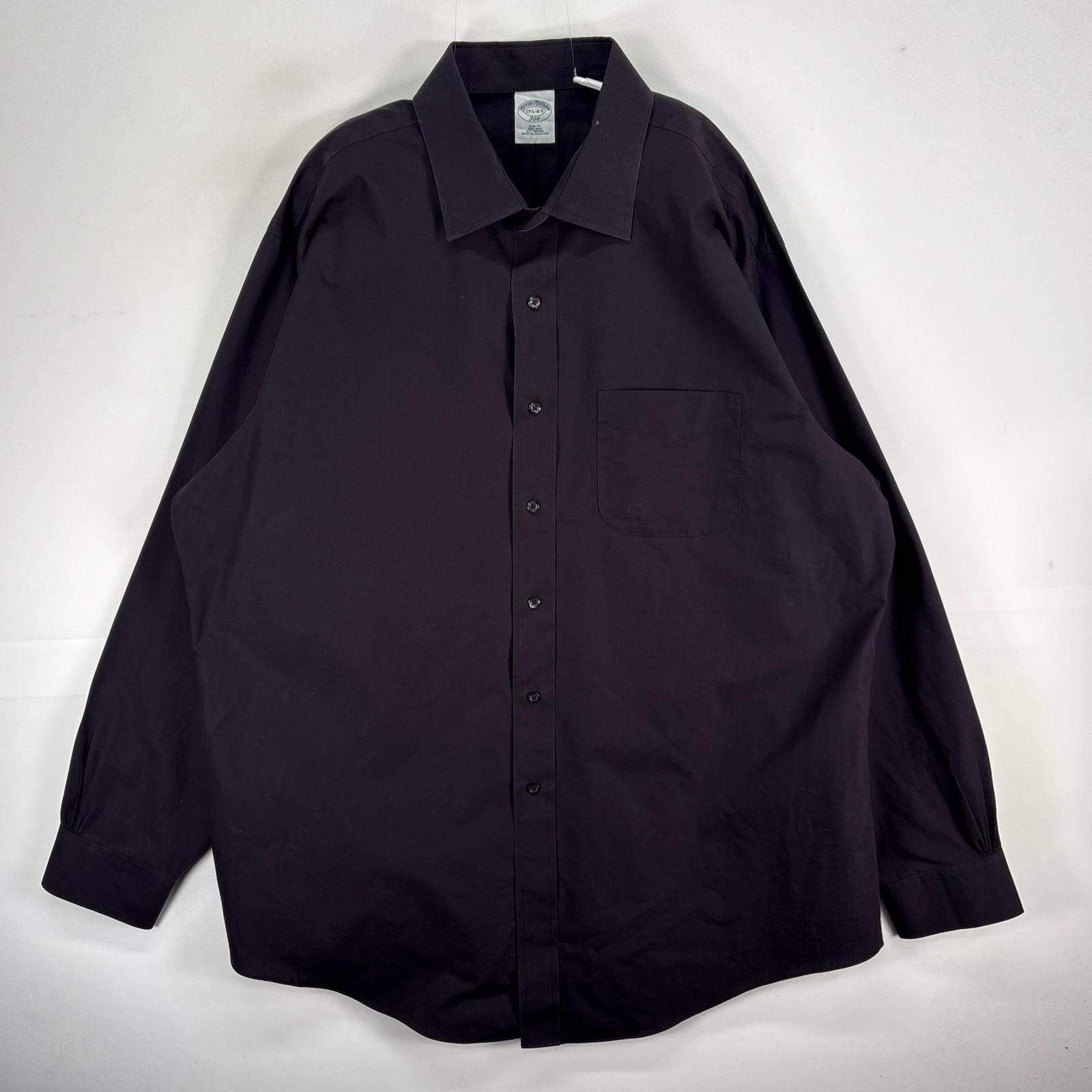 古着 ブルックスブラザーズ Brooks Brothers 長袖シャツ カラーステイ 346 胸ポケ XL ブラック系 無地 メンズ