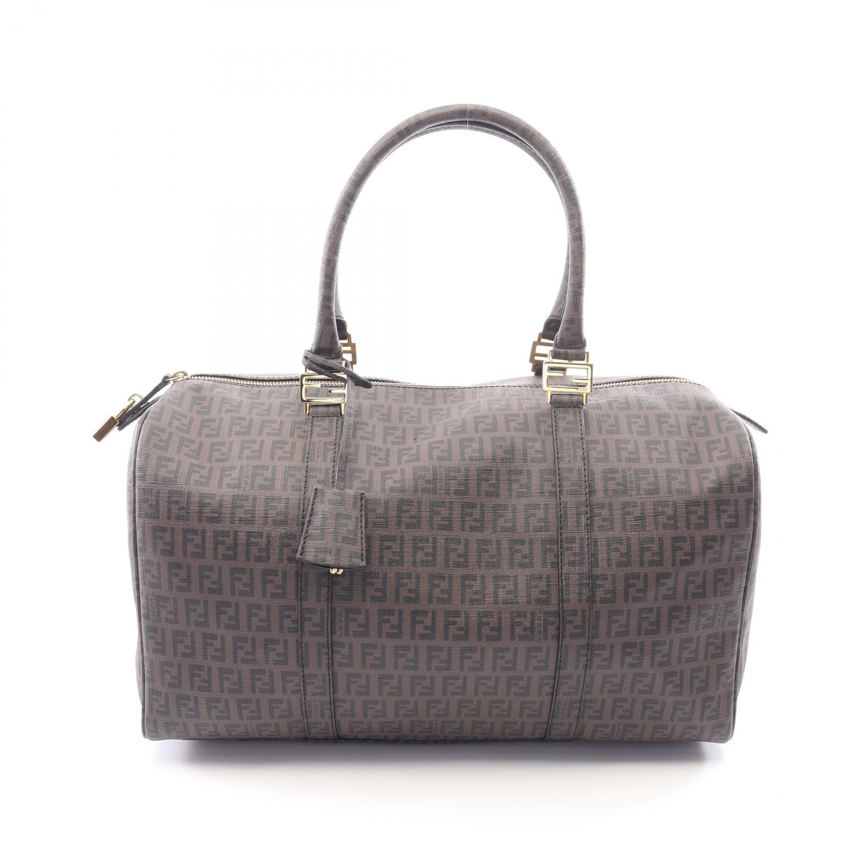 フェンディ FENDI ズッキーノ ボストンバッグ バッグ PVCコーティングキャンバス メンズ レディース ブラウン系 8BL099 【中古】