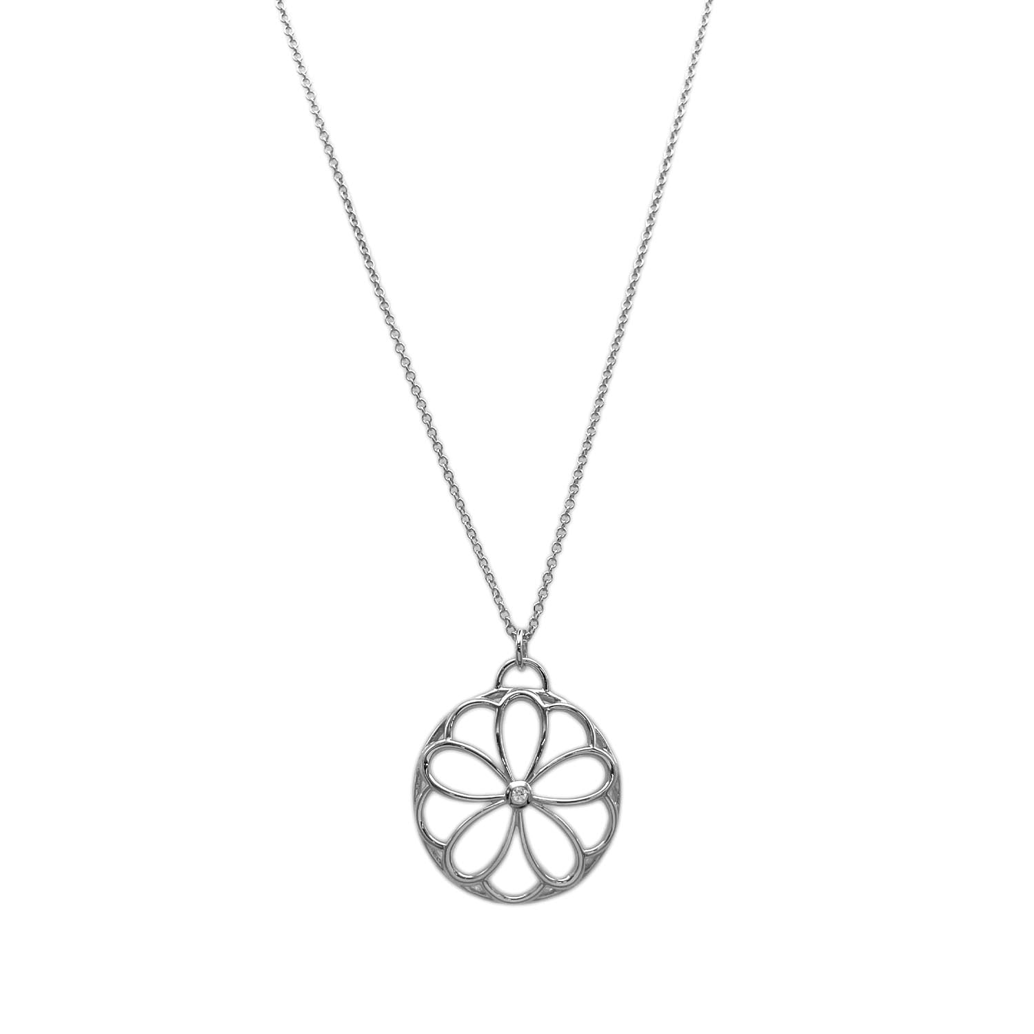 TIFFANY&Co. ティファニー フラワーサークル  1Pダイヤ ネックレス
 SV925 新品仕上済 レディース
 【中古】