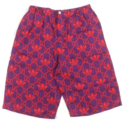 未使用品 グッチ×アディダス
ショートパンツ マイクロGG レッド ネイビー メンズ 44 691440