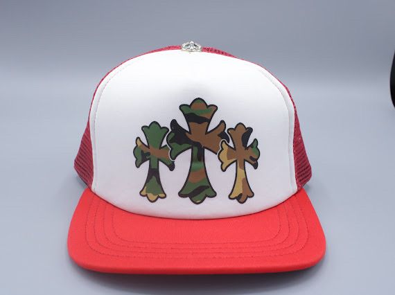 Chrome Hearts Triple Cross Trucker Hat "Red"