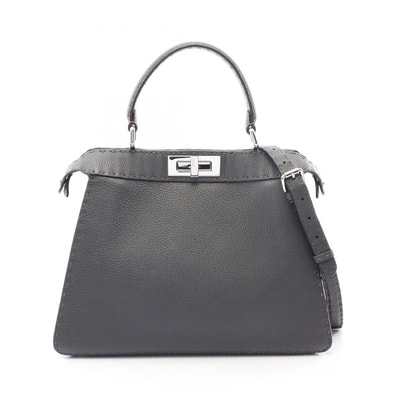 フェンディ FENDI ピーカブー アイシーユー ミディアム セレリア 2WAY ハンドバッグ バッグ レザー レディース グレー系 8BN321 【中古】