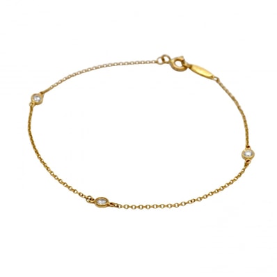 【6jdb0408-42】ティファニー ブレスレット バイザヤード 3PD K18YG イエローゴールド ダイヤモンド【中古】レディース