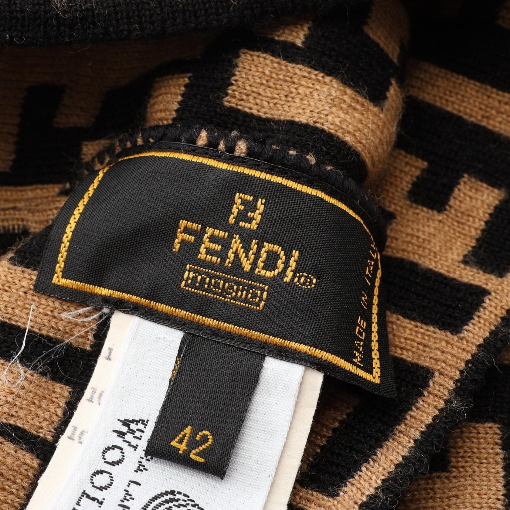 C (やや傷や汚れあり)】フェンディ FENDI ズッカ ニットキャップ 帽子