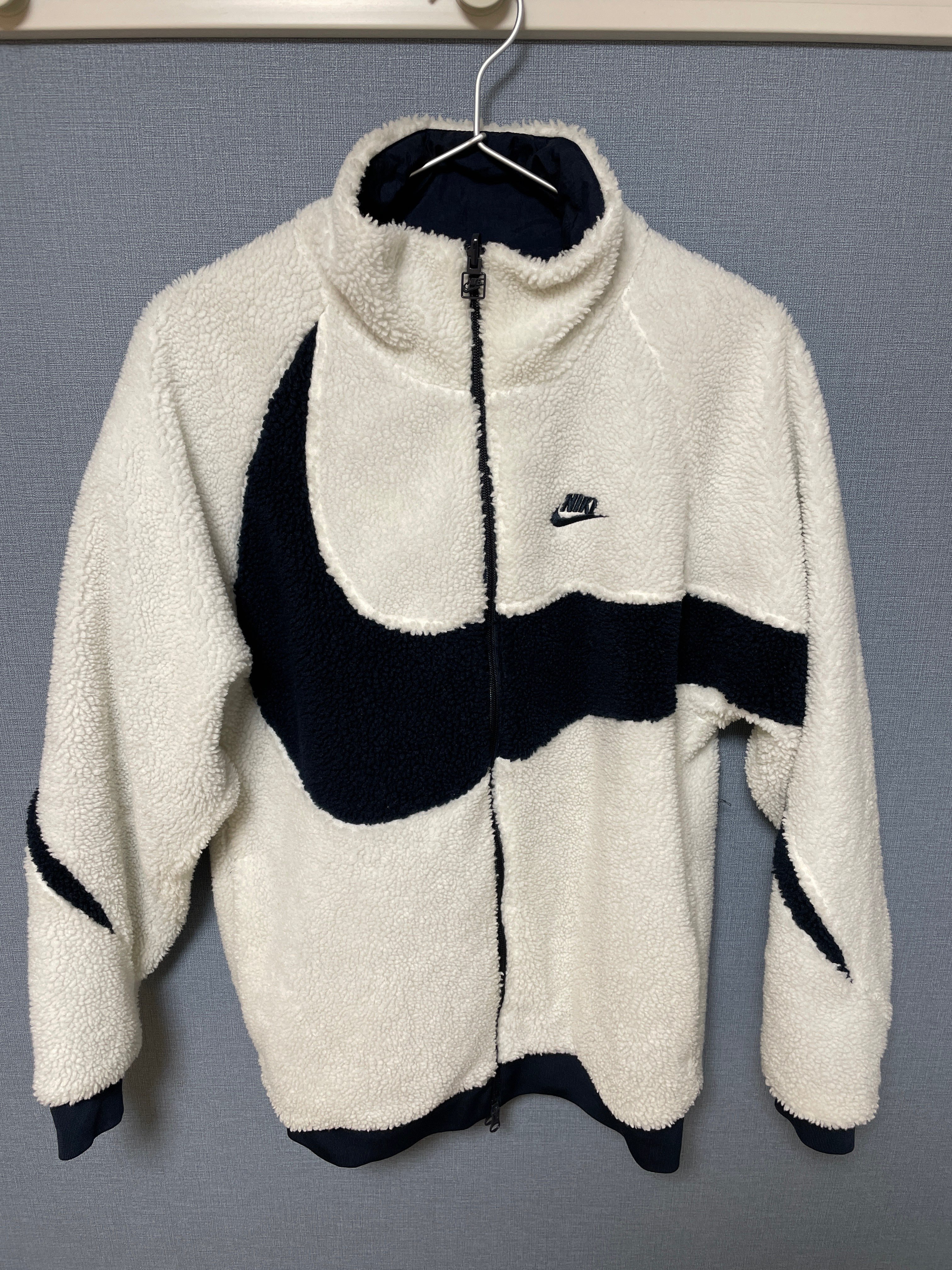 Nike Big Swoosh Reversible Boa Jacket "Sail/Dark Obsidian"