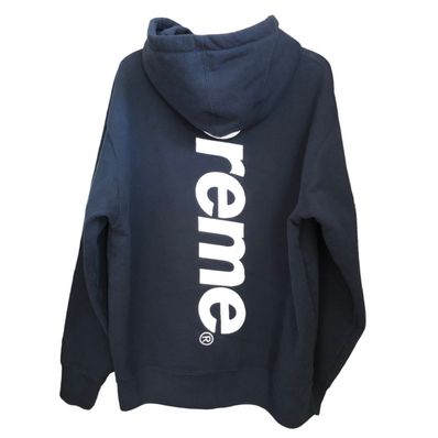 Supreme Satin Applique Hooded Sweatshirt "Navy"