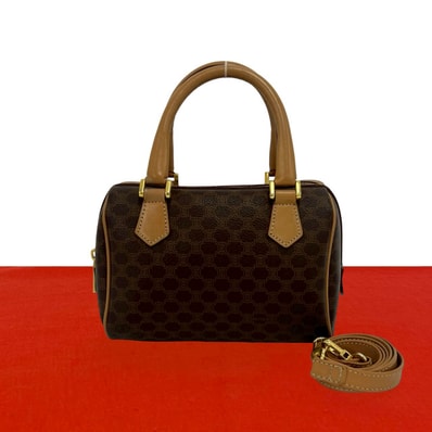 CELINE セリーヌ マカダム ブラゾン 柄 PVC レザー ショルダーバッグ ブラウン
31062