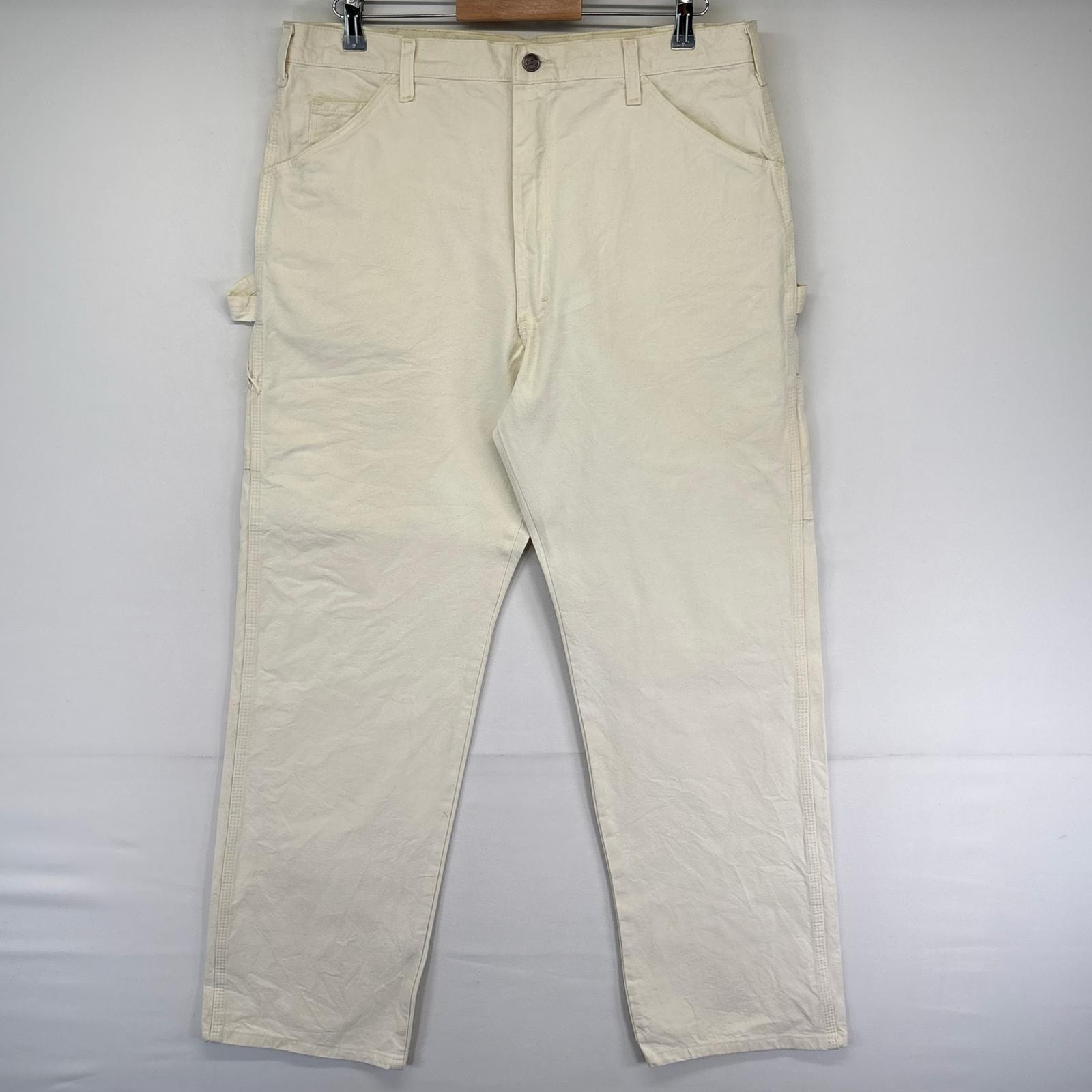 古着 ディッキーズ Dickies パンツ ハンマーループ ワンポイントロゴ スパナポケット ジッパーフライ w38 L32  ホワイト系 メンズ