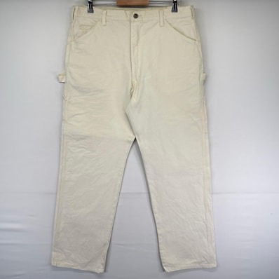 古着 ディッキーズ Dickies パンツ ハンマーループ ワンポイントロゴ スパナポケット ジッパーフライ w38 L32 ホワイト系 メンズ