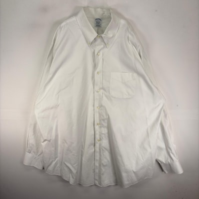 古着 ブルックスブラザーズ Brooks Brothers 長袖シャツ 胸ポケット ボタンダウン 2XL ホワイト系 無地 メンズ
