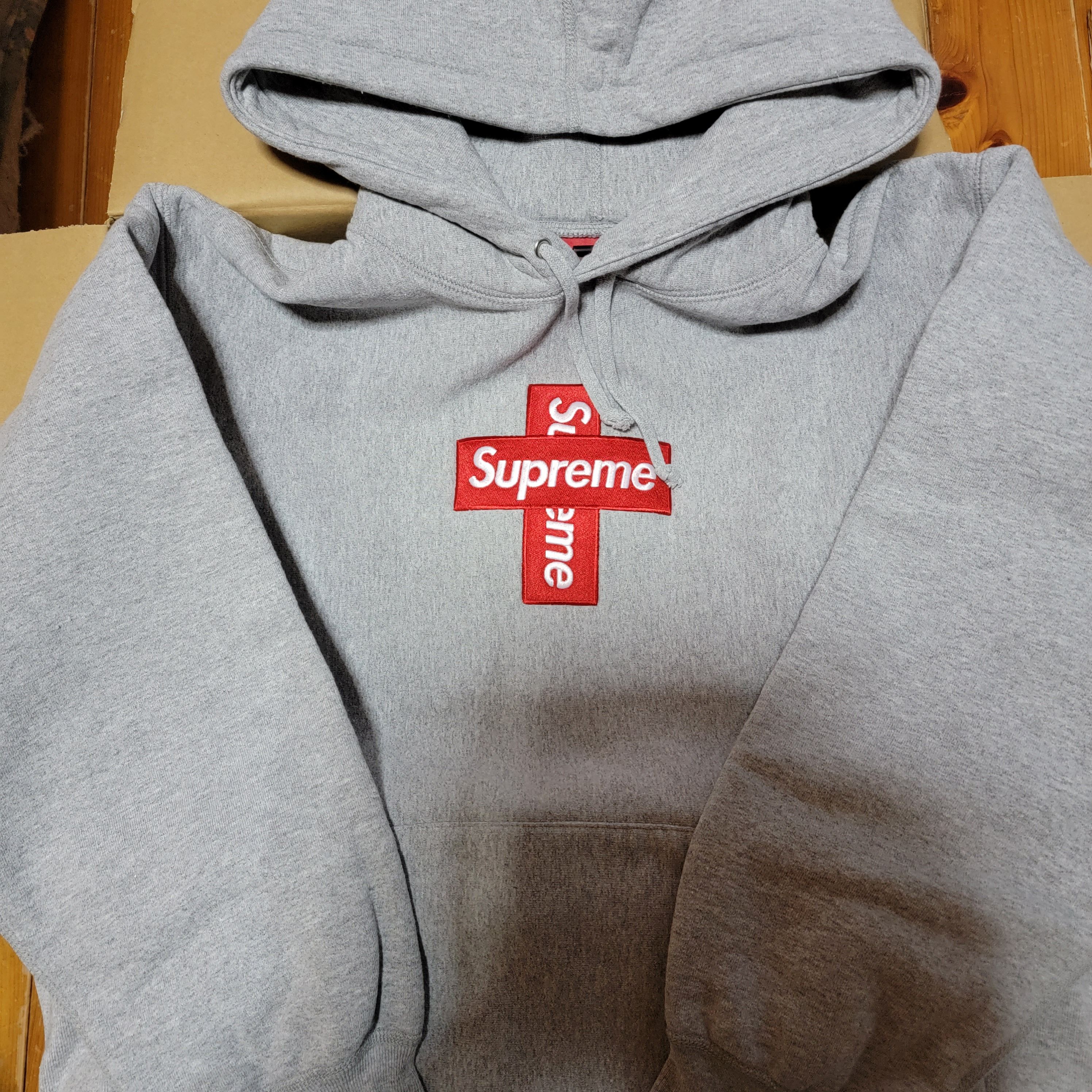 Supreme Cross Box Logo Hooded Sweatshirt "Grey"