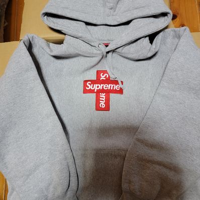 Supreme Cross Box Logo Hooded Sweatshirt "Grey"