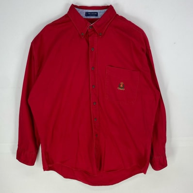 古着 80's/80年代 ヴィンテージ チャップスラルフローレン CHAPS RALPHLAUREN 長袖シャツ ワンポイント L レッド系 メンズ