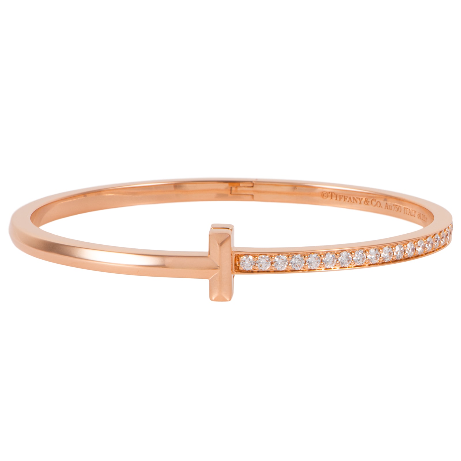 TIFFANY&Co. ティファニー ティファニーT Tワン ナロー ダイヤモンド ヒンジ バングル ブレスレット K18RG ダイヤモンド ピンク ゴールド【中古】