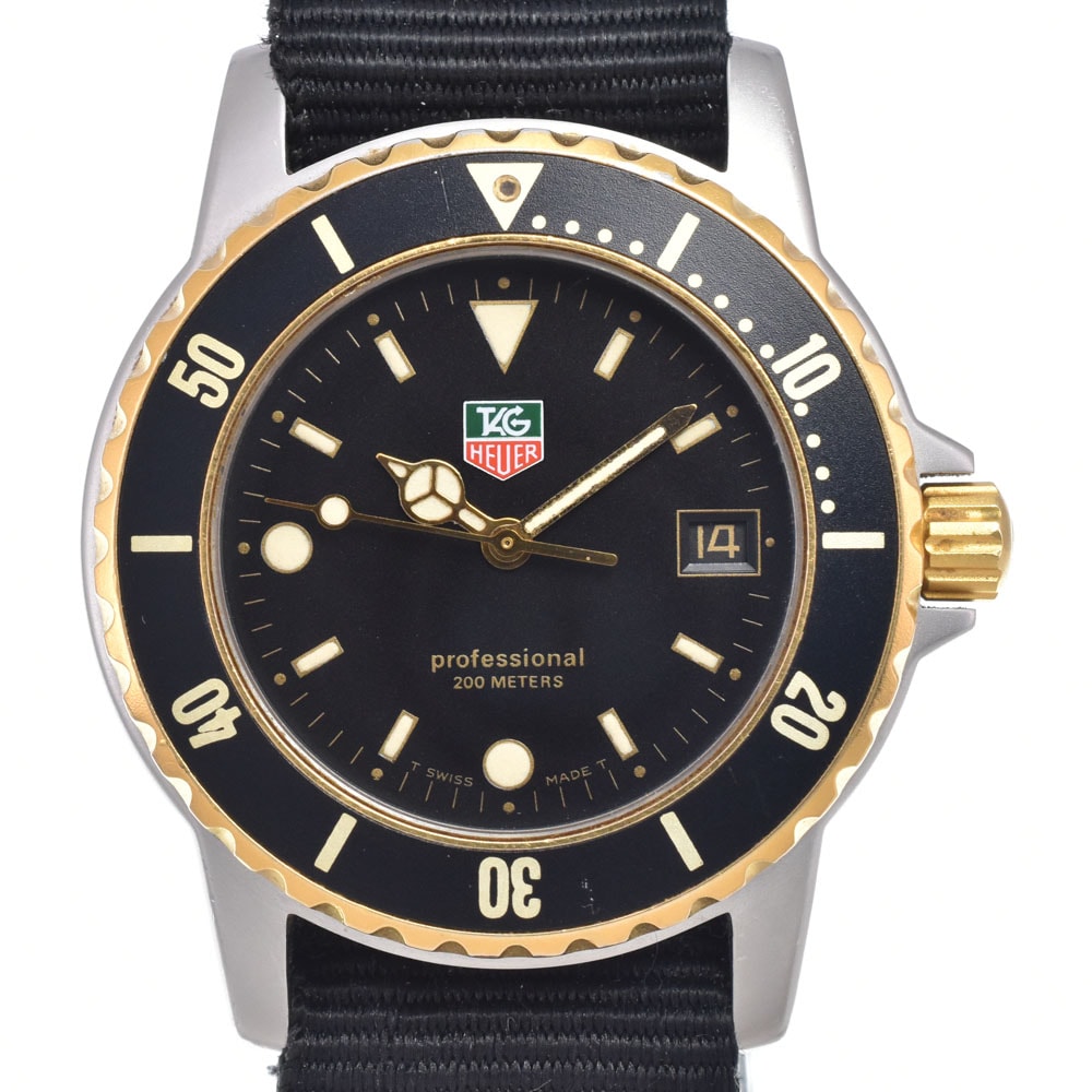 タグホイヤー TAG HEUER 925.213G-2 1500シリーズ プロフェッショナル 200m ブラック クォーツ メンズ 美品 腕時計 Q#149215