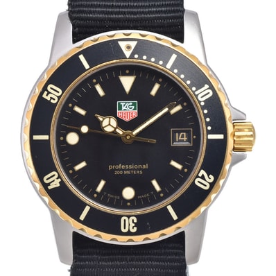 タグホイヤー TAG HEUER 925.213G-2 1500シリーズ プロフェッショナル 200m ブラック クォーツ メンズ 美品 腕時計 Q#149215