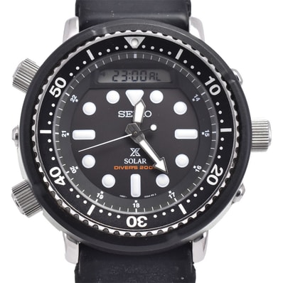 セイコー SEIKO SBEQ001 プロスペックス ダイバースキューバ 液晶/ブラック ソーラー メンズ 美品 箱・保証書付き D#147238