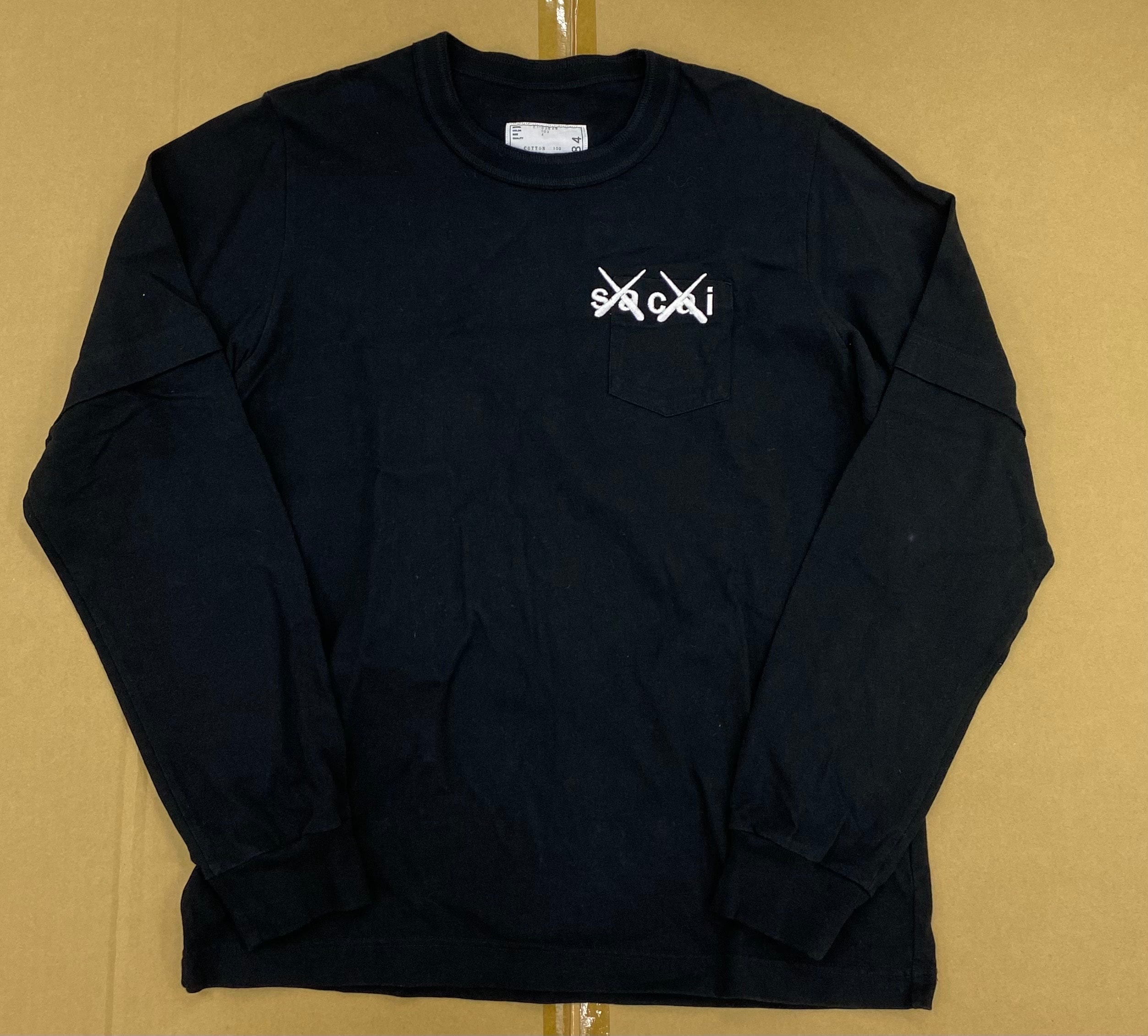 sacai KAWS Embroidery Long Sleeve T-Shirt "Black"