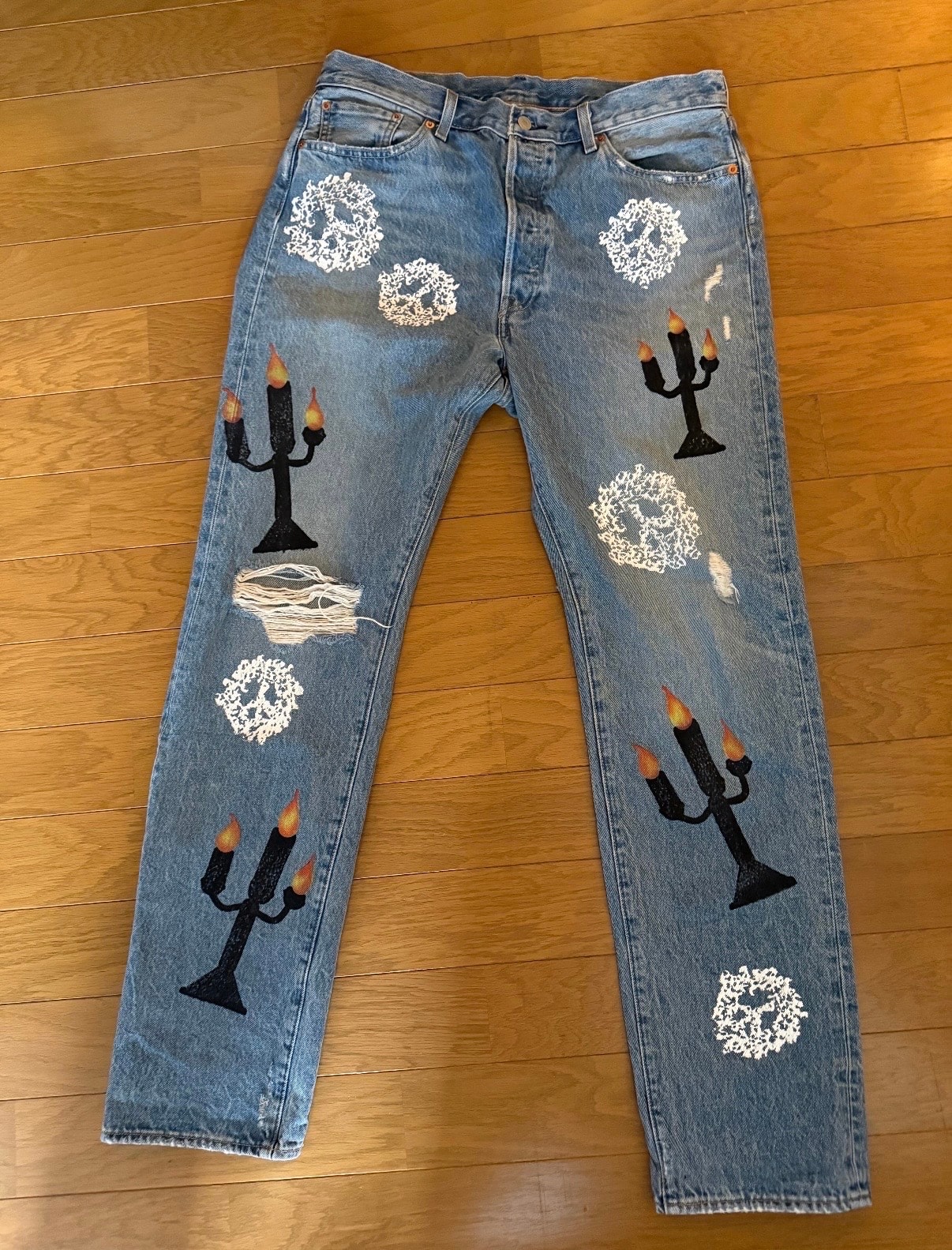 デニムティアーズ x ヴァージルアブロー アブローティアーズ メッセージインアティアー プリントジーンズ "ライトウォッシュ"