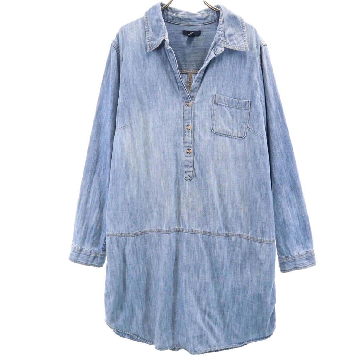 GAP ギャップ 長袖 デニム シャツワンピース XL ブルー