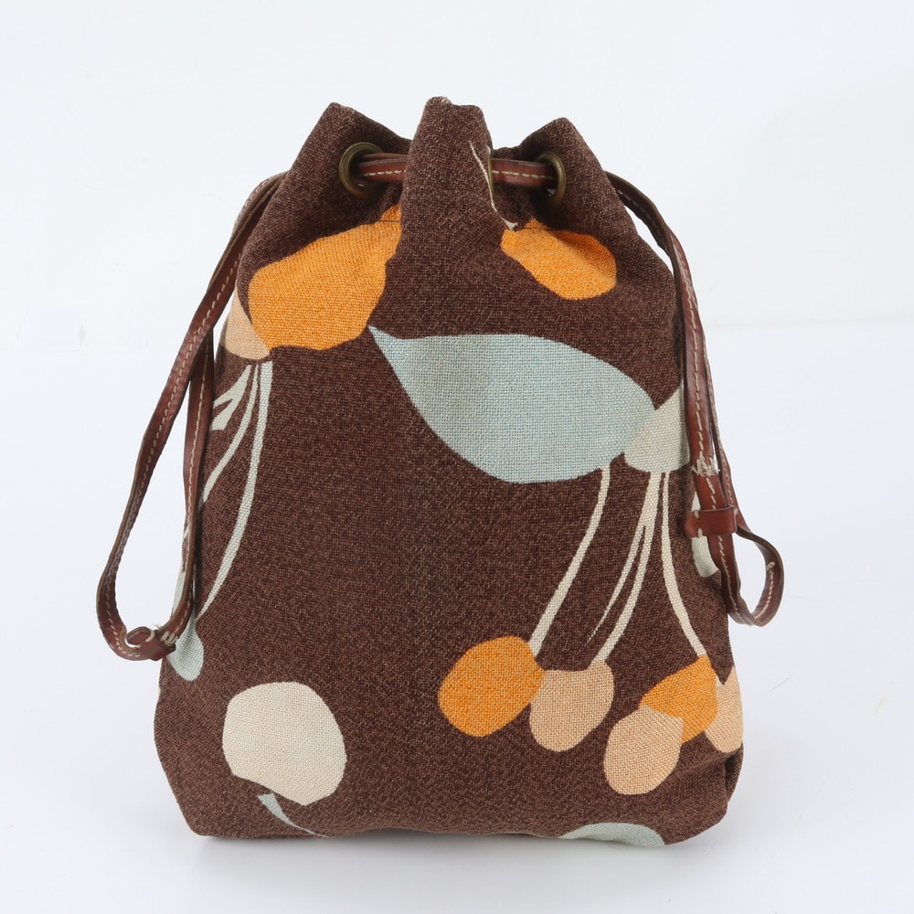 ■美品 ミュウミュウ 巾着ショルダーバッグ レザー×キャンバス
