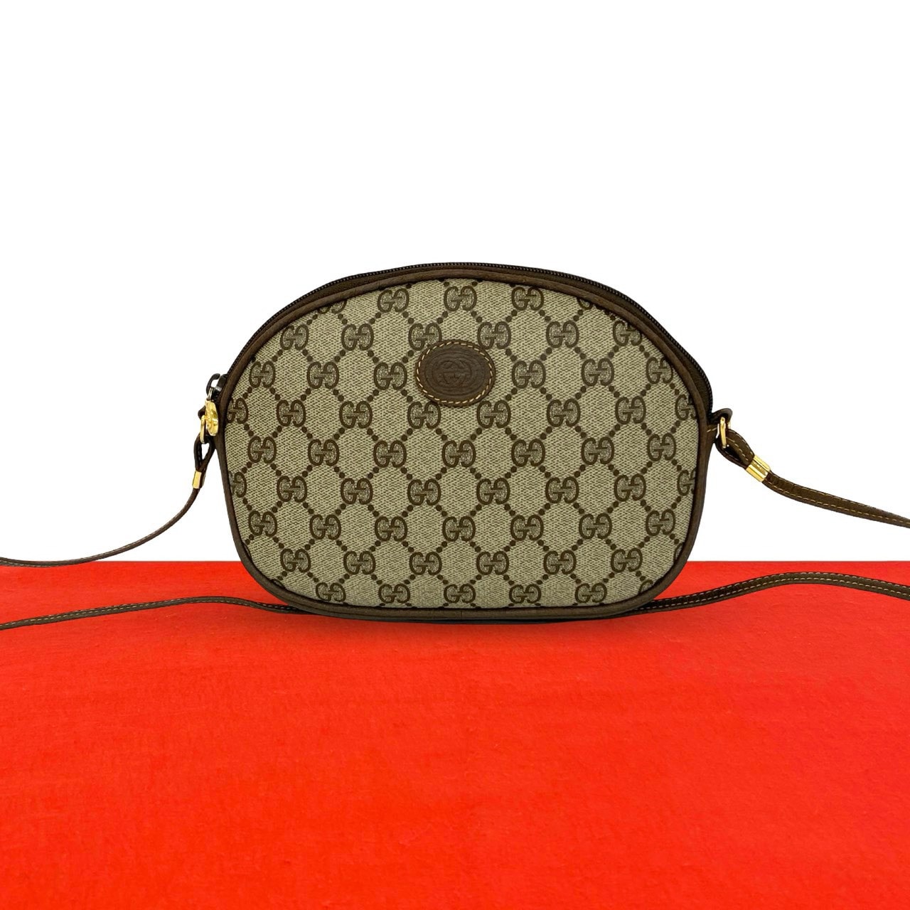 GUCCI グッチ GG 柄 レザー PVC ショルダーバッグ ブラウン
 20814