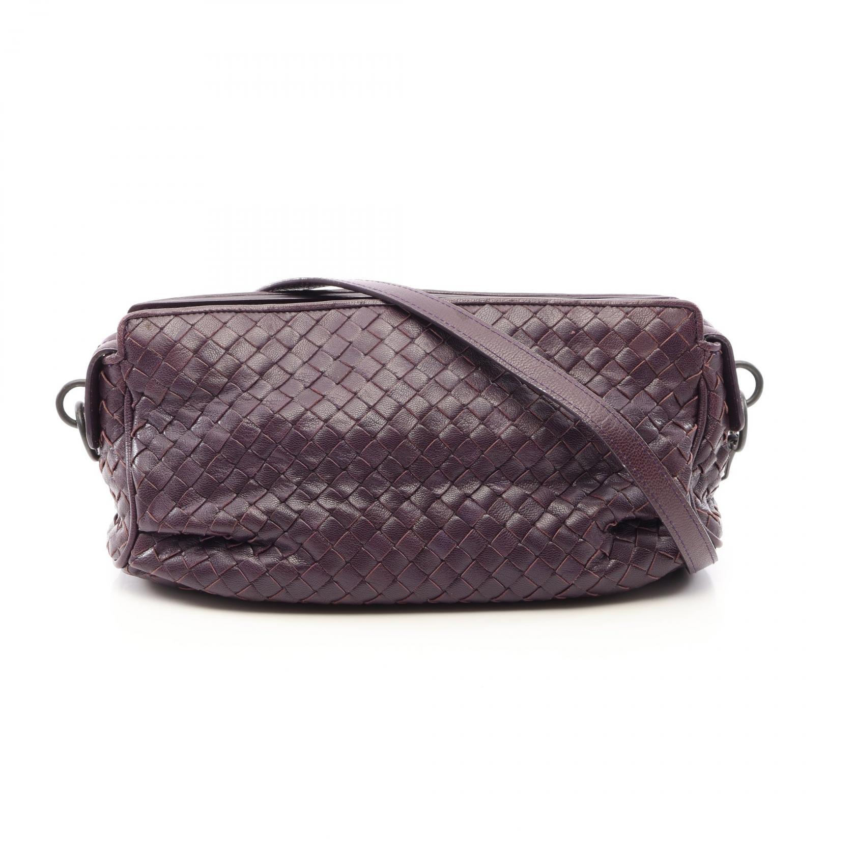 ボッテガヴェネタ BOTTEGA VENETA イントレチャート ショルダーバッグ バッグ レザー レディース パープル系 【中古】