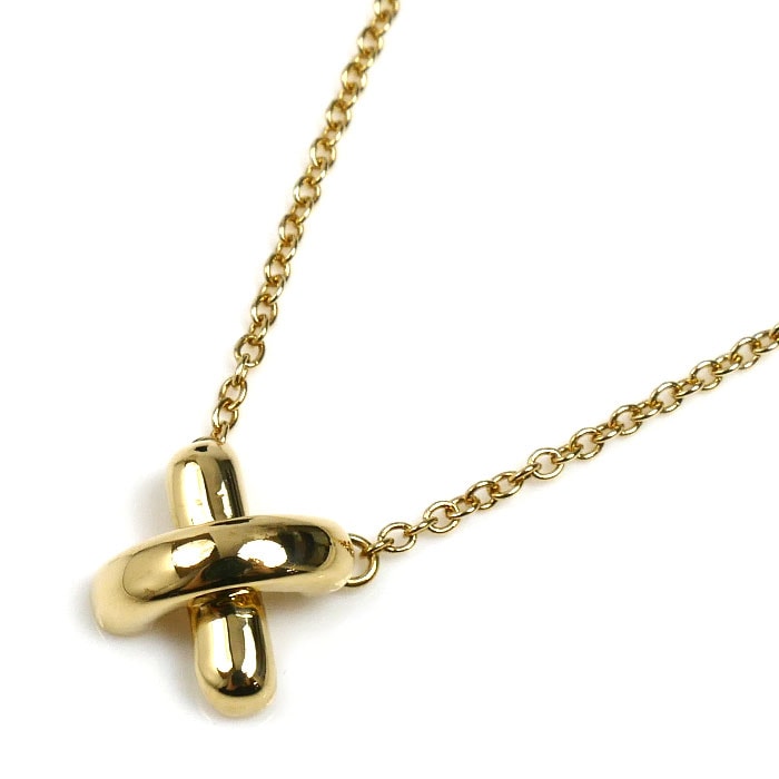 TIFFANY&Co. ティファニー K18YG イエローゴールド クロスステッチ ネックレス 2.7g 41cm レディース【中古】