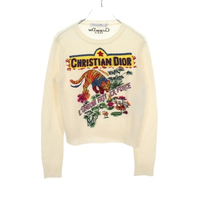 ディオール Dior インディアンタイガー ニット 衣料品 トップス カシミヤ レディース アイボリー系 / マルチカラー 344S57TM152 【中古】