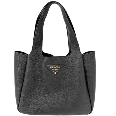 PRADA プラダ ハンドバッグ トライアングルロゴ スモール レザー トートバッグ 1BG335 レザー ブラック 黒 ゴールド金具 レディース【中古品】