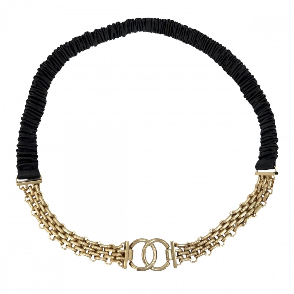 CHANEL シャネル ベルト ココマーク チェーンベルト ファッションアイテム 小物 A22S GP  レザー   ゴールド ブラック 黒 レディース 美品 2022年【中古品】