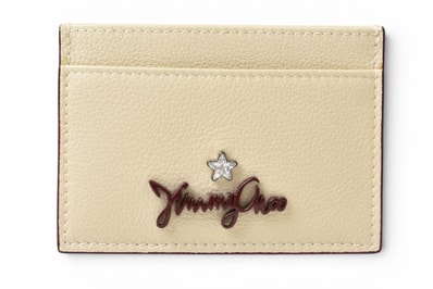 ジミーチュウ 未使用 カードケース 名刺入れ JIMMY CHOO ARIES レザー ワンスター スタッズ ラインストーン LINEN オフホワイト メンズ レディース【中古】