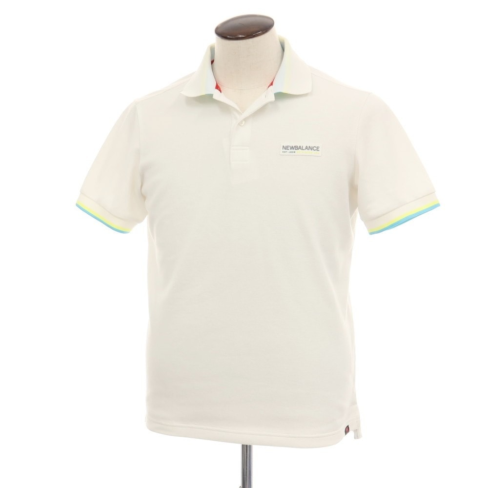 【中古】ニューバランス NEW BALANCE GOLF ポリエステル 鹿の子 半袖ポロシャツ ホワイト【サイズ6】【メンズ】