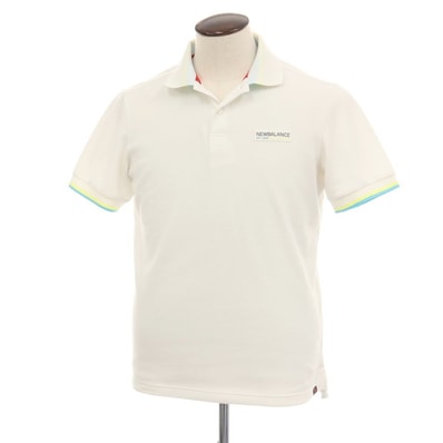 【中古】ニューバランス NEW BALANCE GOLF ポリエステル 鹿の子 半袖ポロシャツ ホワイト【サイズ6】【メンズ】