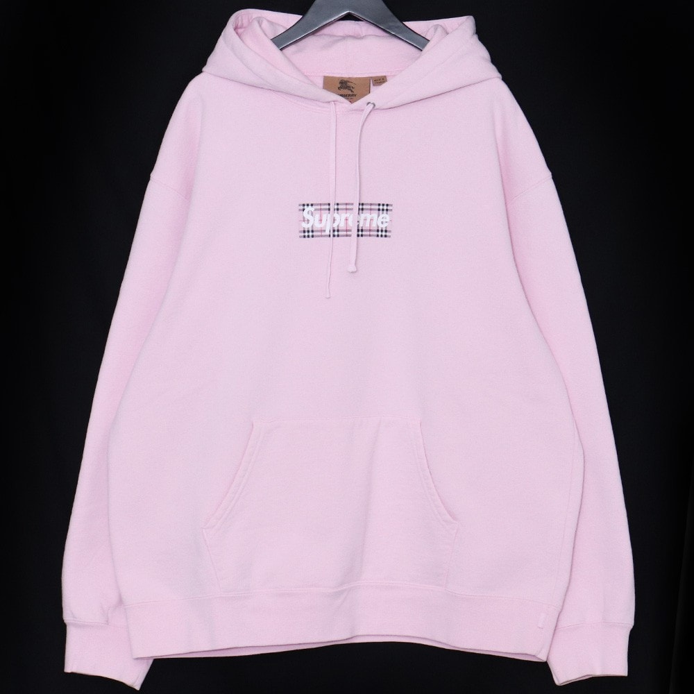 Supreme / Burberry Box Logo Hooded Sweatshirt "Pink"