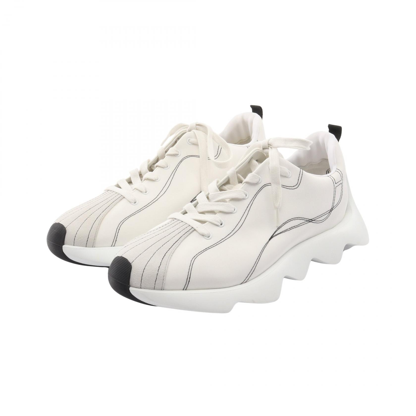 エルメス HERMES アンヴォル スニーカー 靴 スウェード ファブリック メンズ ホワイト系 / ブラック系 【中古】