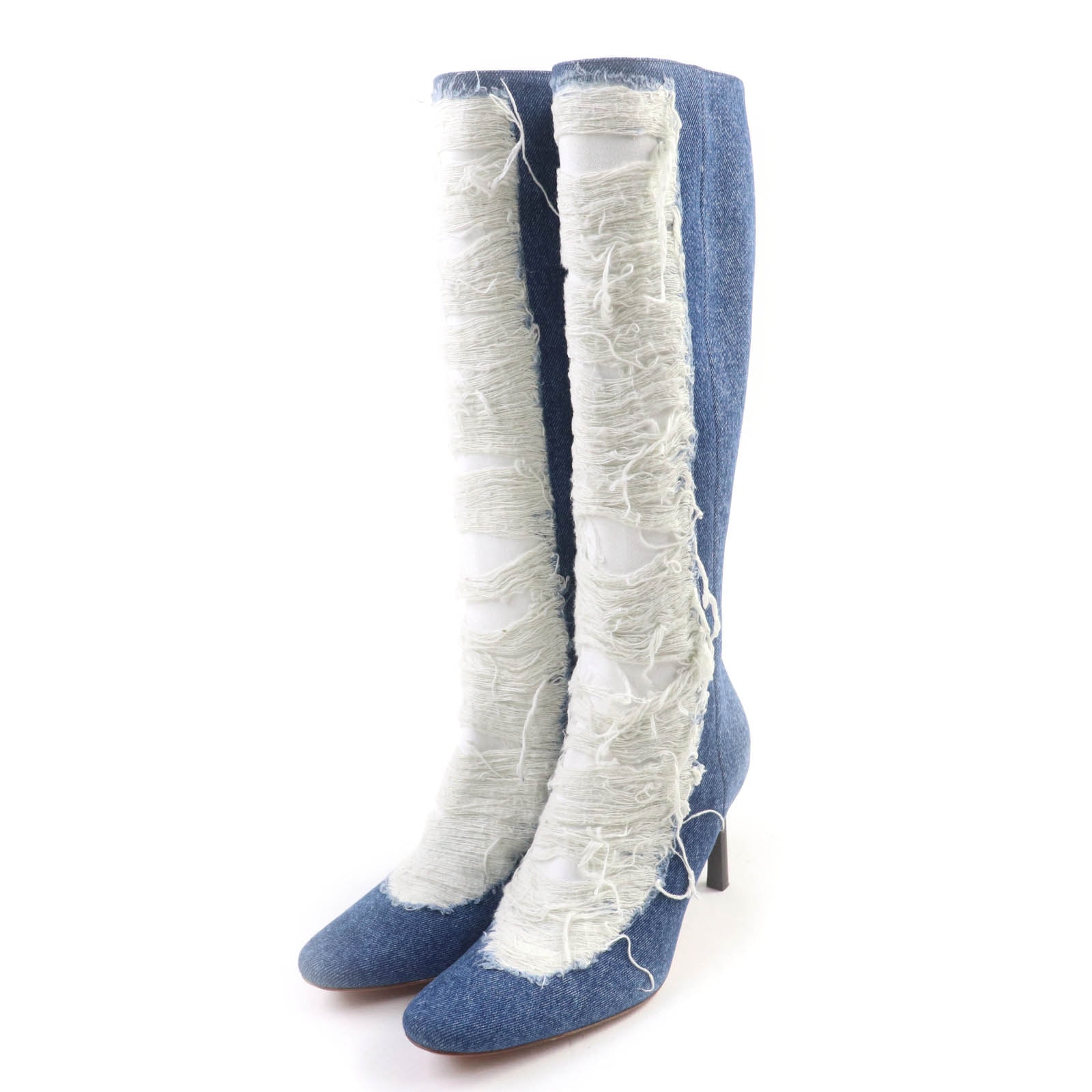 極美品 ロエベ ロングブーツ インディゴ レディース 36 L815285X36