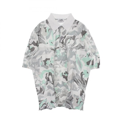 エルメス HERMES PUZZLE VEGETAL ポロシャツ 衣料品 トップス コットン ホワイト メンズ ホワイト系 / グレー系 / グリーン系 【中古】