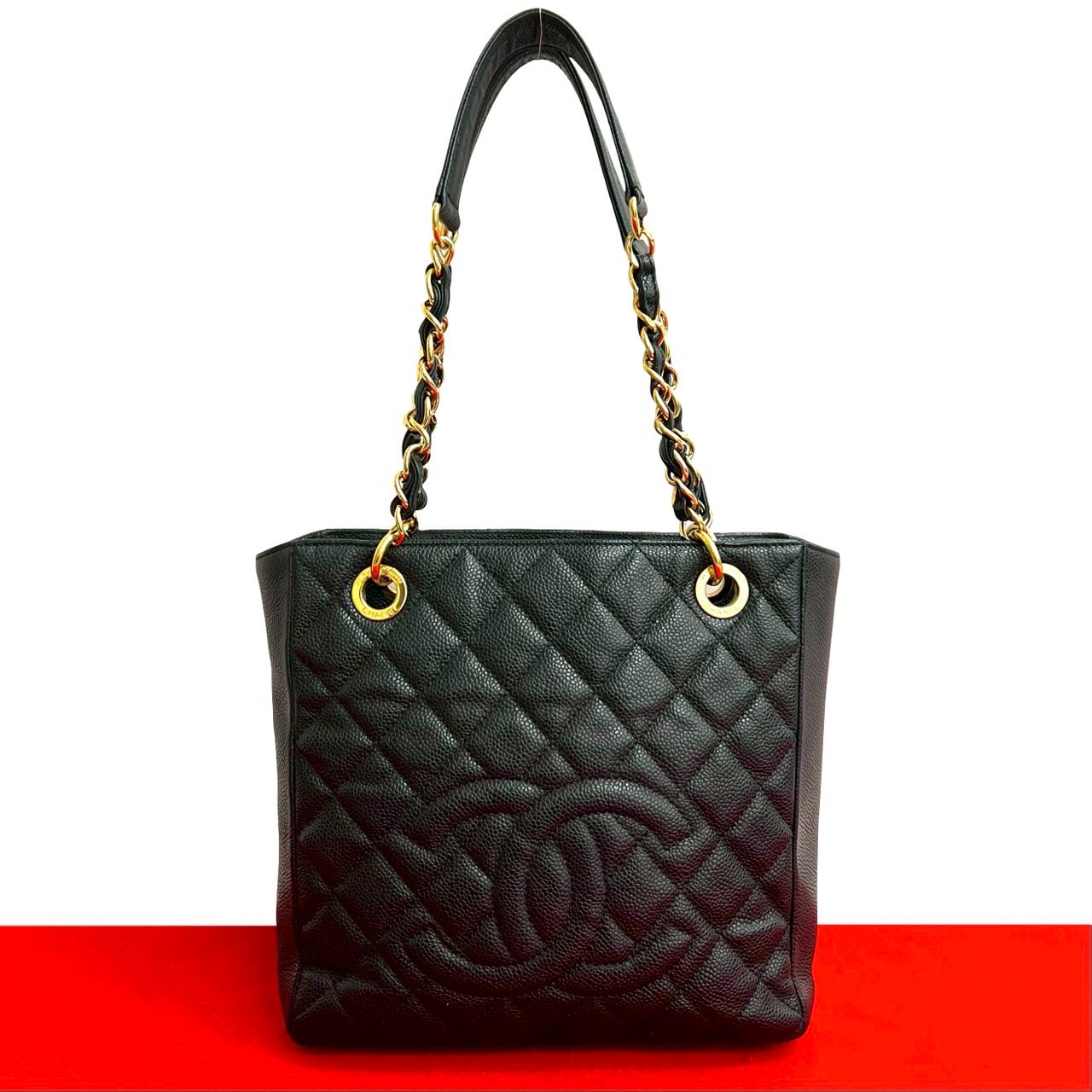 CHANEL シャネル マトラッセ ココマーク キャビアスキン トートバッグ ブラック
 26338