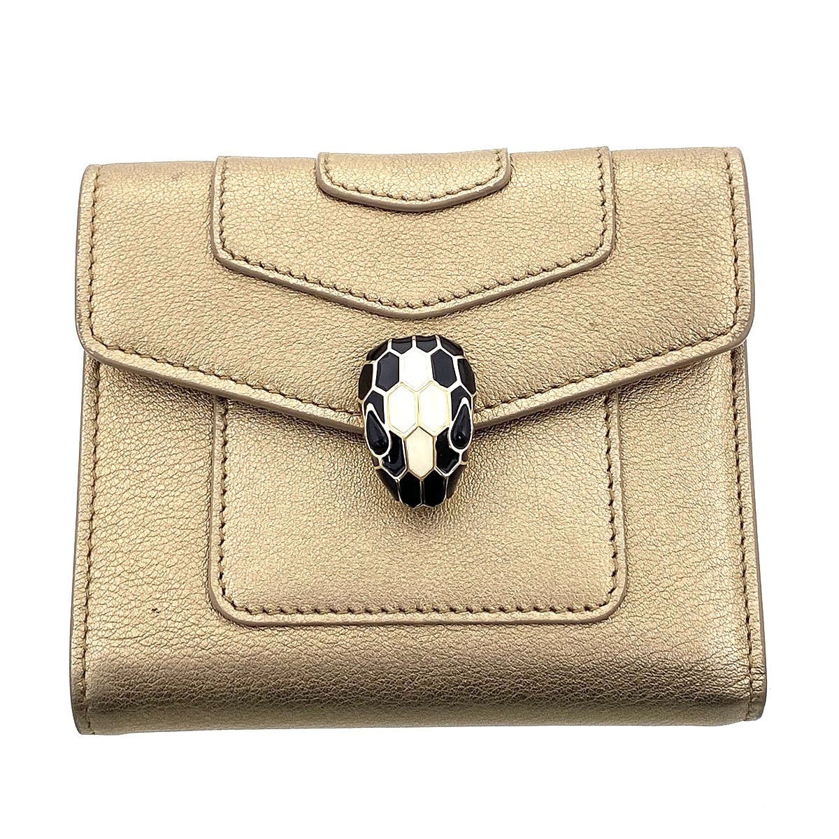 BVLGARI ブルガリ セルペンティ 三つ折り財布 三つ折り財布 レザー ゴールド レディース【中古】
