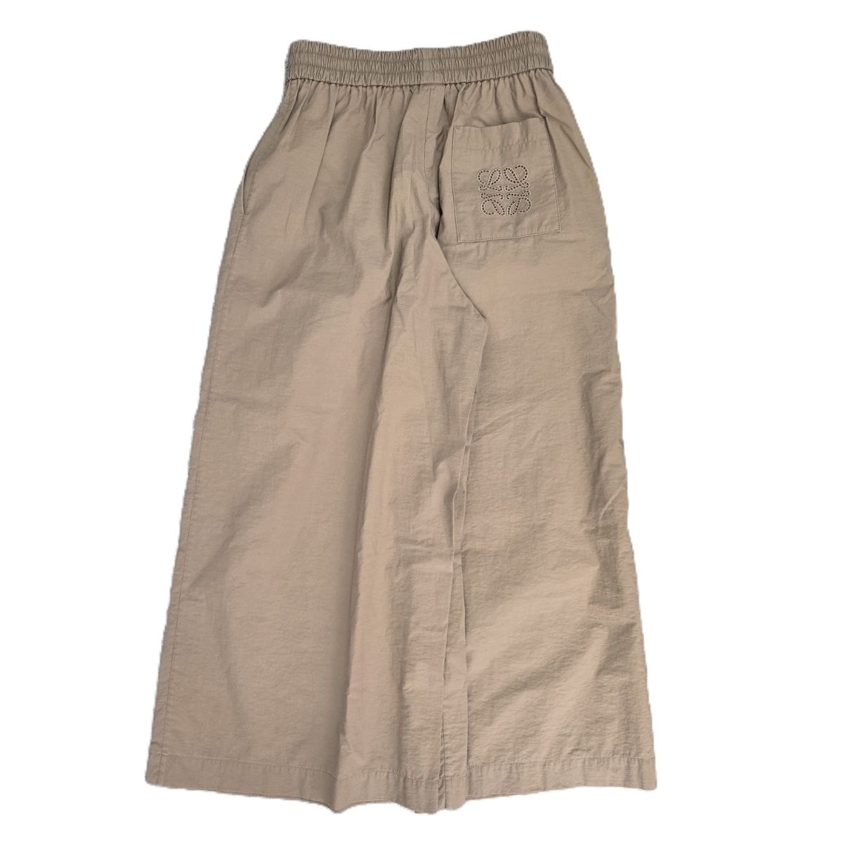 LOEWE ロエベ アナグラム ロゴ クロップド ウエストゴム パウラズイビザ Paulas Ibiza パンツ S616Y04X58 S コットン ポリアミド ブラウン レディース【中古】