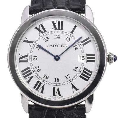カルティエ CARTIER W6700255 ロンドソロLM デイト シルバー クォーツ メンズ 美品 腕時計 G#147189