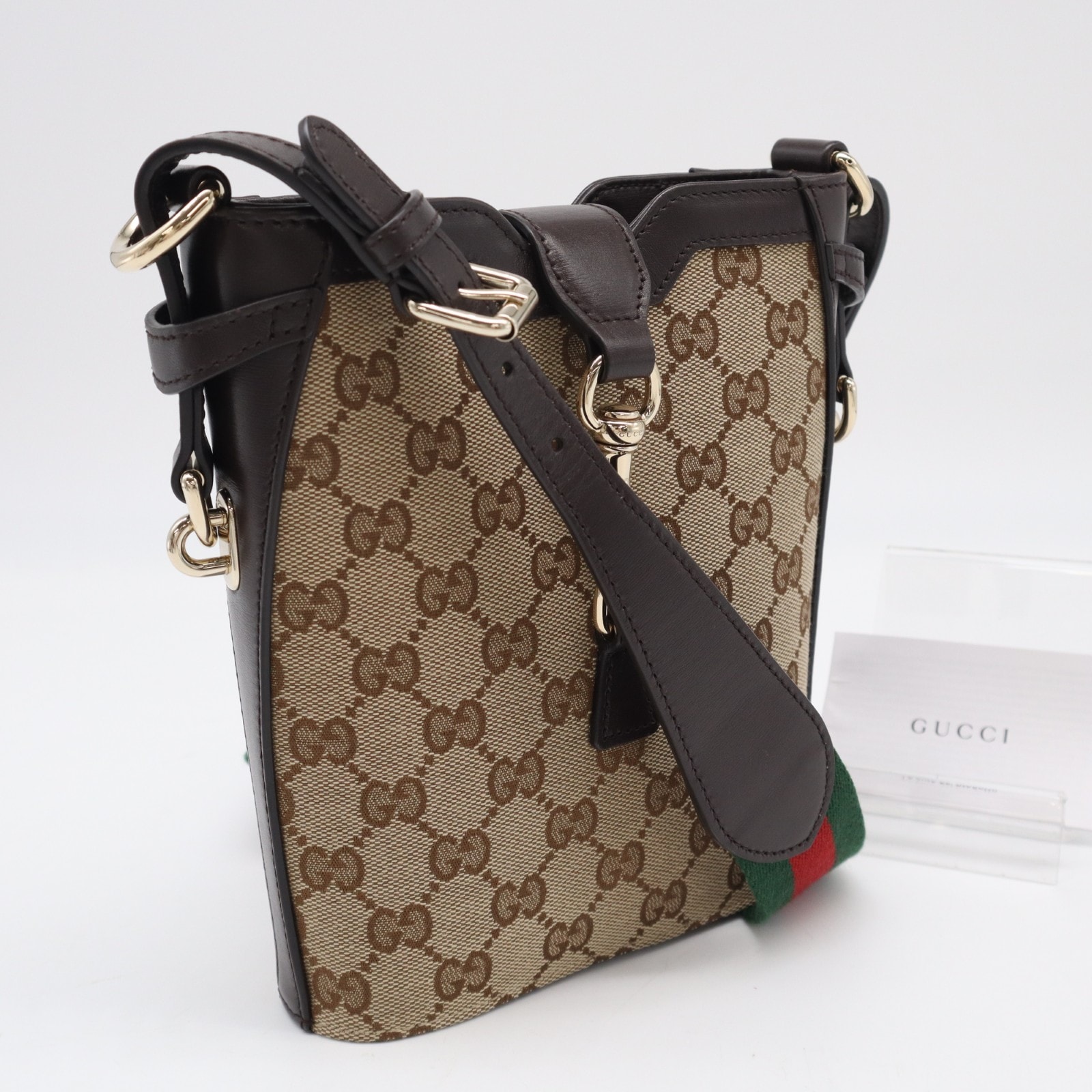極美品 GUCCI グッチ GGキャンバス ミニバケット 782919 ショルダーバッグ ベージュ ブラウン マルチカラー キャンバス レディース