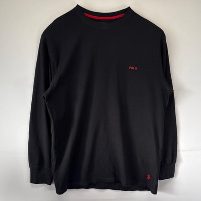 古着 ポロ・ラルフローレン POLO RALPH LAUREN 長袖Tシャツ 大きいサイズ ワンポイントロゴ サーマル ワッフル 2XL ブラック メンズ